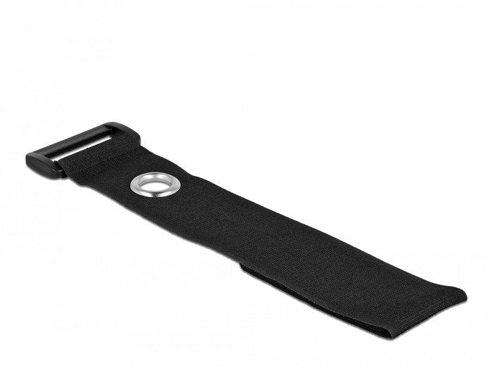Delock Klett-Cablebinder Mit Schlaufe Und Befestigungsöse L 190 X B 25 Mm Schwarz 5 Stück