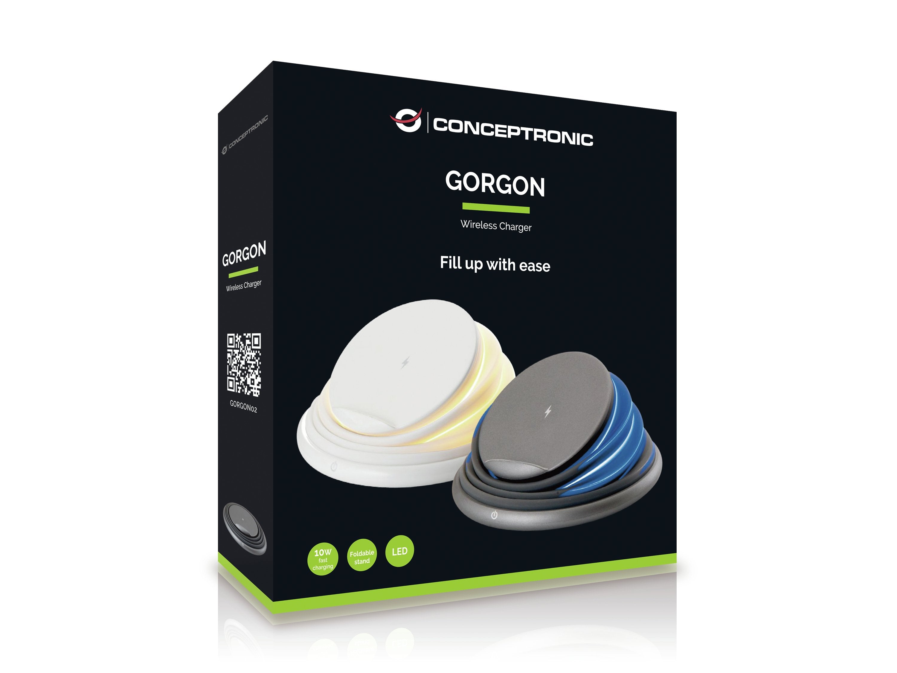 Conceptronic Cargador Inalambrico Qi 10w Soporte Plegable Grisâ Gorgon02g