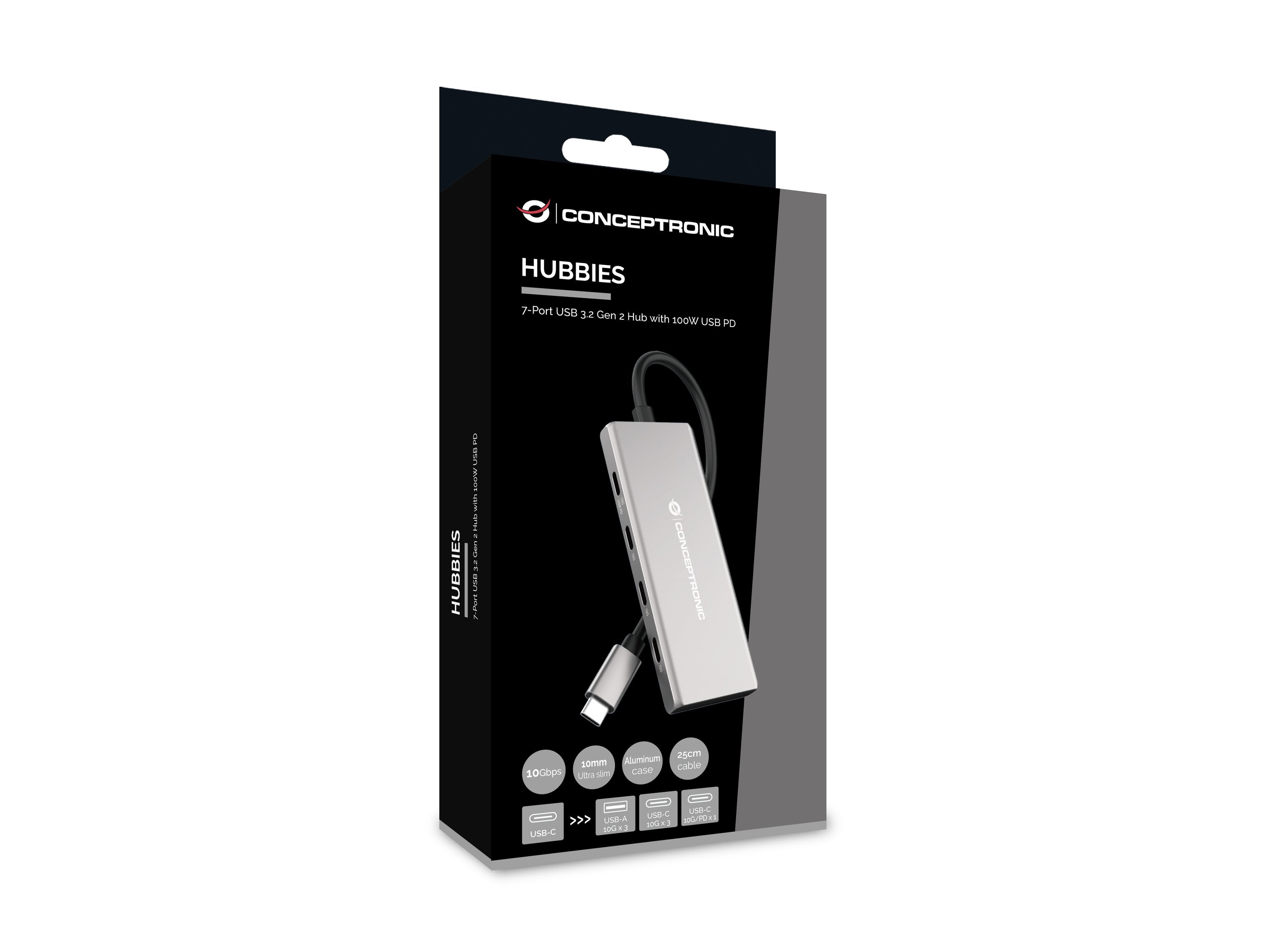EAN 4015867231371 - Conceptronic HUBBIES17G hub de interfaz USB 3.2 Gen 2 (3.1 Gen 2) Type-C 10000 Mbit/s Gris imagen 9