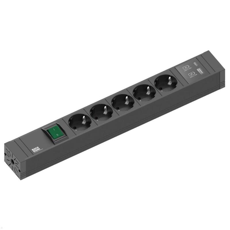 Bachmann Connect Line 5x Contacto De Protección, Interruptor Usb A&C 22w, Negro