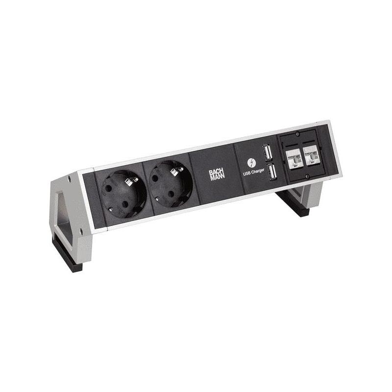 Bachmann Desk Tischsteckdose 2-Fach, Color: Inox