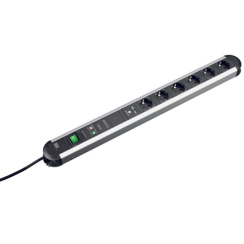 Bachmann Regleta Primo Alu, 6 Tomas, Negro 1,0m, Sin Interruptor