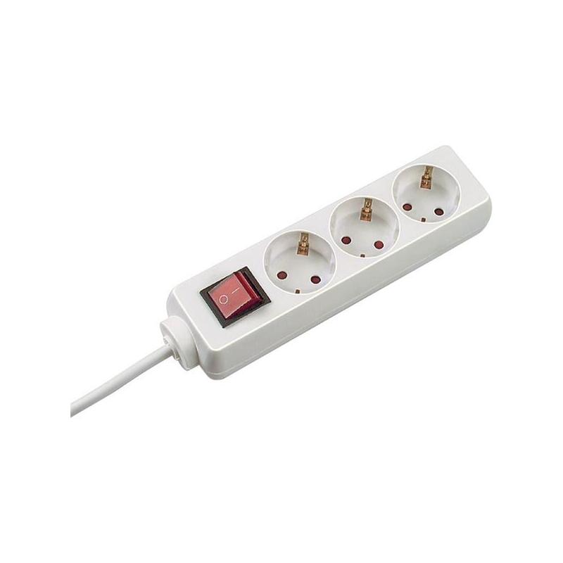 Bachmann Selly Regleta De Enchufes 3x Contacto De Protección Interruptor Blanco 1,5m