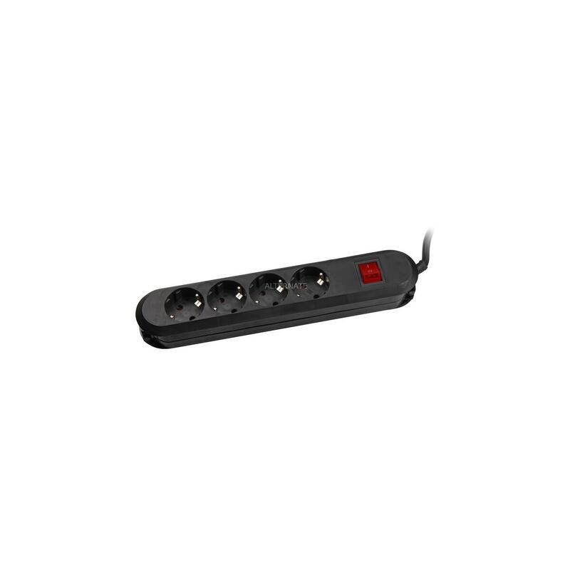 Bachmann Smart Regleta De Enchufes 4x Contacto De Protección Interruptor Negro 1,5m