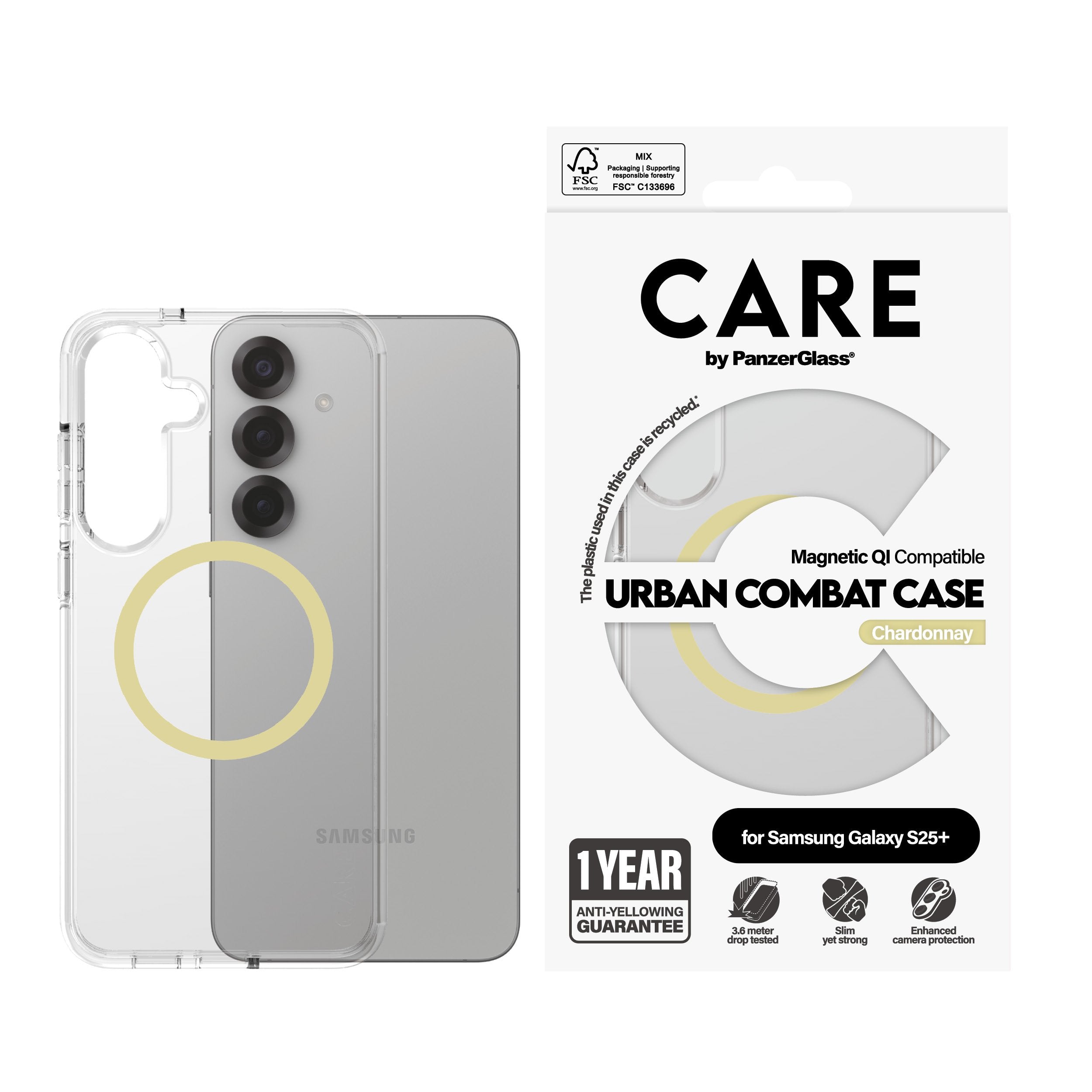 EAN 5715685016943 - PanzerGlass CARE™ by ® Urban Combat Case Transparent w. Chardonnay Qi Compatible Samsung Galaxy S25+ fund imagen 2