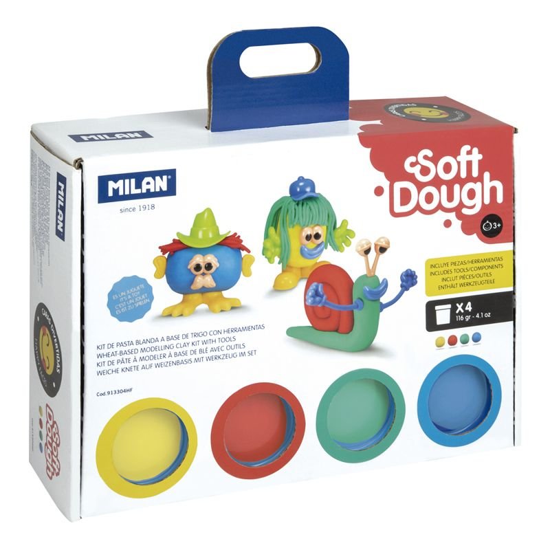 Maletín 4 Botes 116g Pasta Blanda Soft Dough Con Herramientas 'Caras Divertidas' Milan