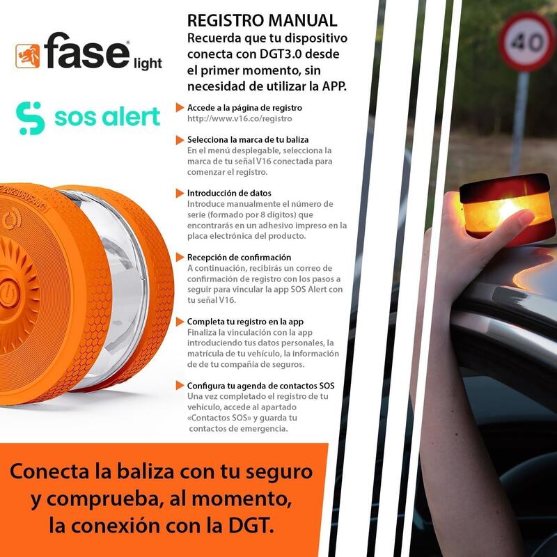 Baliza Faselight Luz De Emergencia Geolocalizada Homologada V16 + Gafas De Regalo