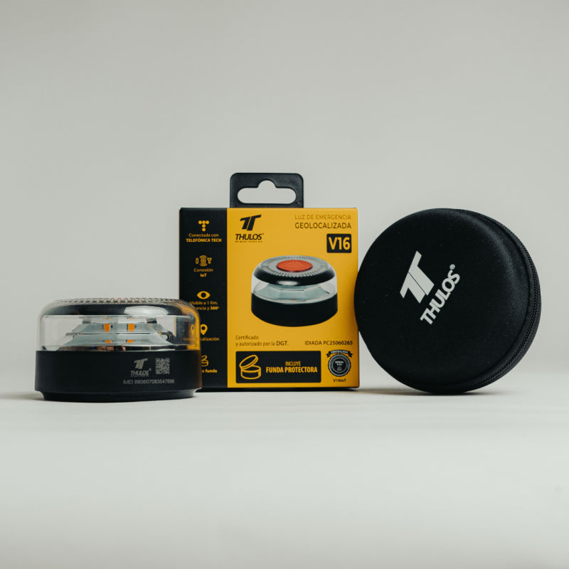 Baliza Thulos Luz De Emergencia Geolocalizada Homologada Th V16+Funda+Luz Verde
