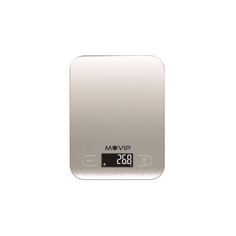 Báscula De Cocina Muvip Luxury Digital Bluetooth - Plataforma De Acero Inoxidable - Pantalla Lcd - Sensor De Alta Precision - Apagado Automatico - Peso Max. 5kg