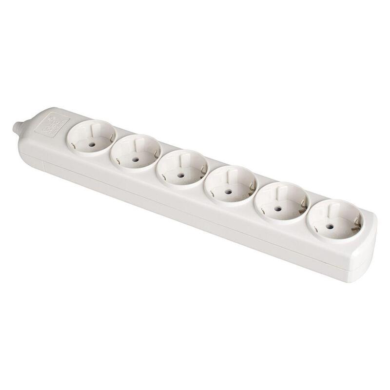 Base Bipolar 6 Tomas T/Tl 10/16 A 250 V, Sin Cable, Blanca