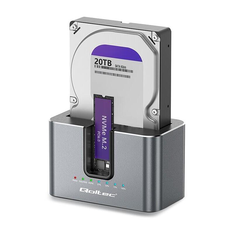 Base De Conexión 2w1 Hdd Ssd Sata M.2 Nvme Klonowanie Usb-C 10gb/S 28tb