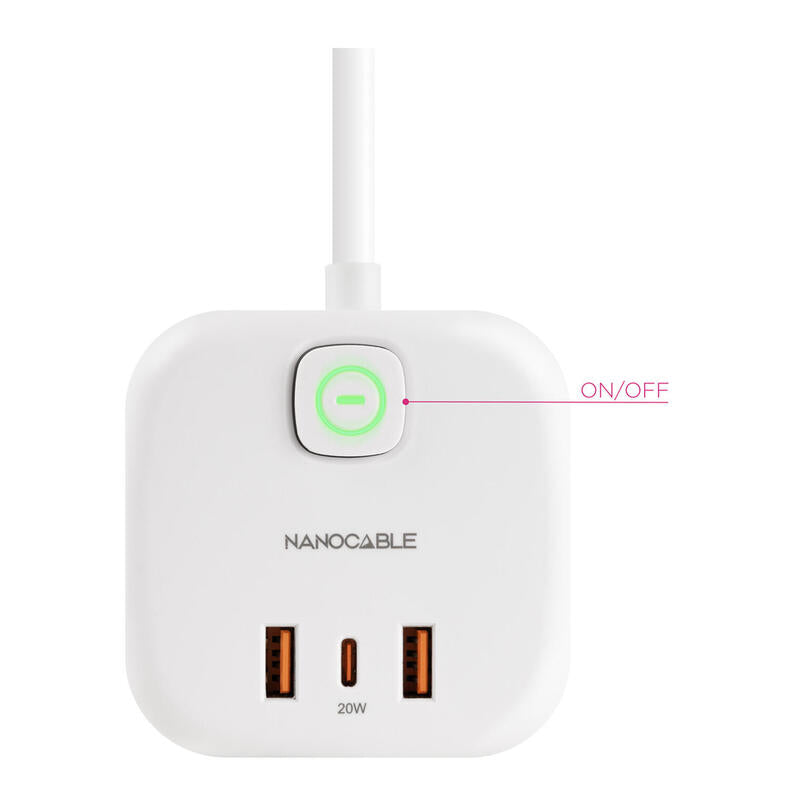 Base De Enchufe Con 3 Usb Con Interruptor, Blanco