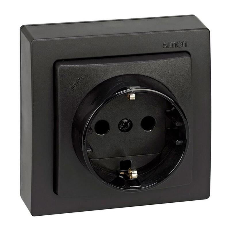 Base Superficie, Schuko 2p+T 16a 250v~, Ip20, Serie Simon73 Loft, Grafito, Retractilada