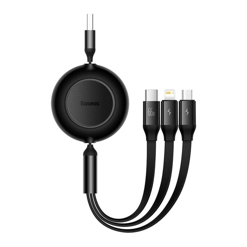 Baseus Bright Mirror 2 Usb 3w1, Micro Usb / Lightning / Usb-C, 66w / 2a, 1.1m (Czarny)