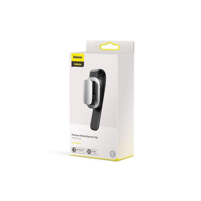 Baseus Car Tool Platinum Vehicle Eyewear Clip (Clamping Type) Silver (Acyjn-B0s)