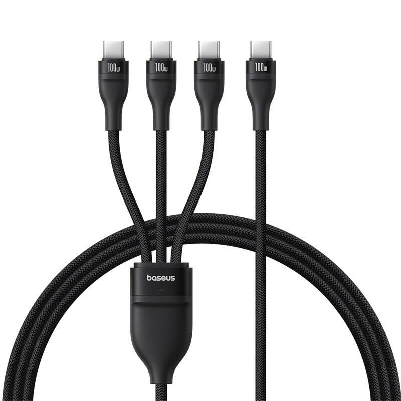 Baseus Flash Series Cable De Carga Rápida De Tipo C A C+C+C 480 Mbps Negro