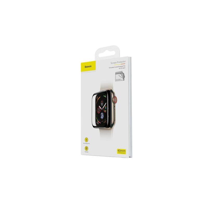 Baseus Iwatch 0.2 Mm, Full-Screen Curved T-Glass Soft Screen Protector 44mm, Black (Sgapwa4-H01)