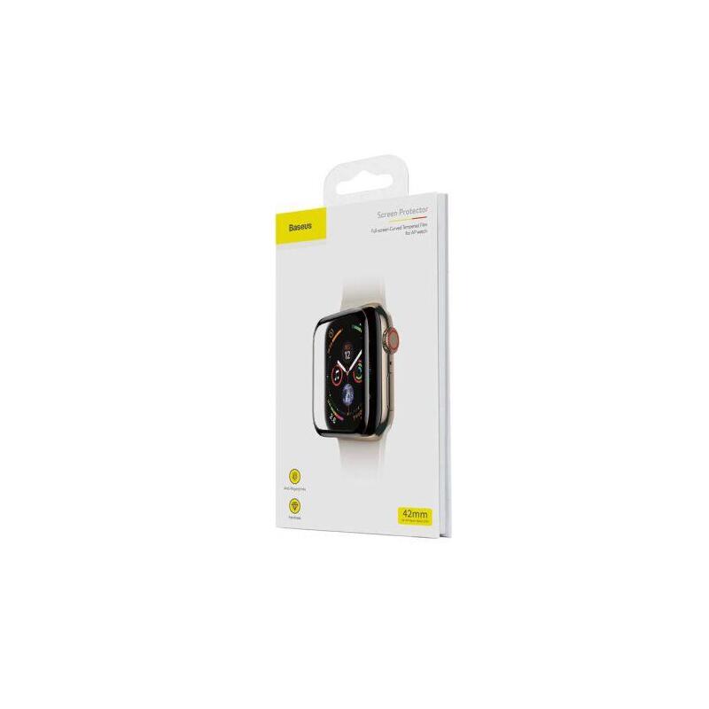 Baseus Iwatch 0.23 Mm Curved-Screen T-Glass Screen Crack-Resistant Edges 42 Mm Black (Sgapwa4-D01)