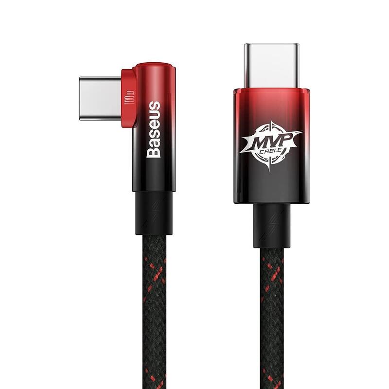 Baseus Mvp 2 Elbow-Shaped Data Cable Type-C To Type-C 100w 1mt Red Black Cavp000620