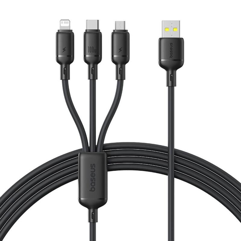 Baseus Rapid Series 3-In-1 Usb-A 100w 1.5m, Schwarz
