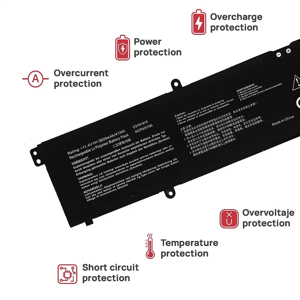 Batería Para Asus Br1100Cka-Gj1127Xa C31N1915 11,4 V 3600Maha