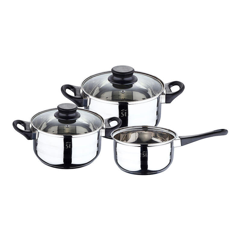 Bateria 5 Piezas De Acero Inoxidable Ind Toledo: Cazo Ø16 Cm / Cacerola Con Tapa Ø18 Cm / Cacerola Con Tapa Ø20 Cm