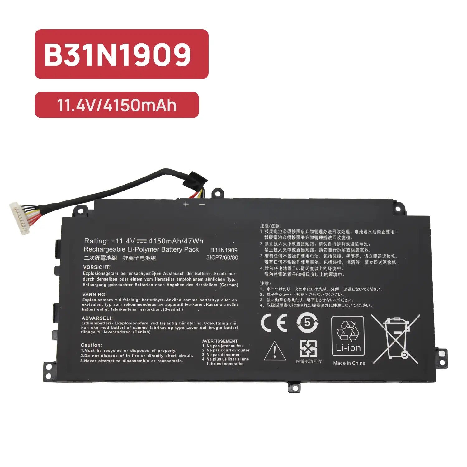 Batería Para Portátil Asus Expertbook P2 P2451 P2451Fb B2 B2402Cba | B31N1909 11.4V