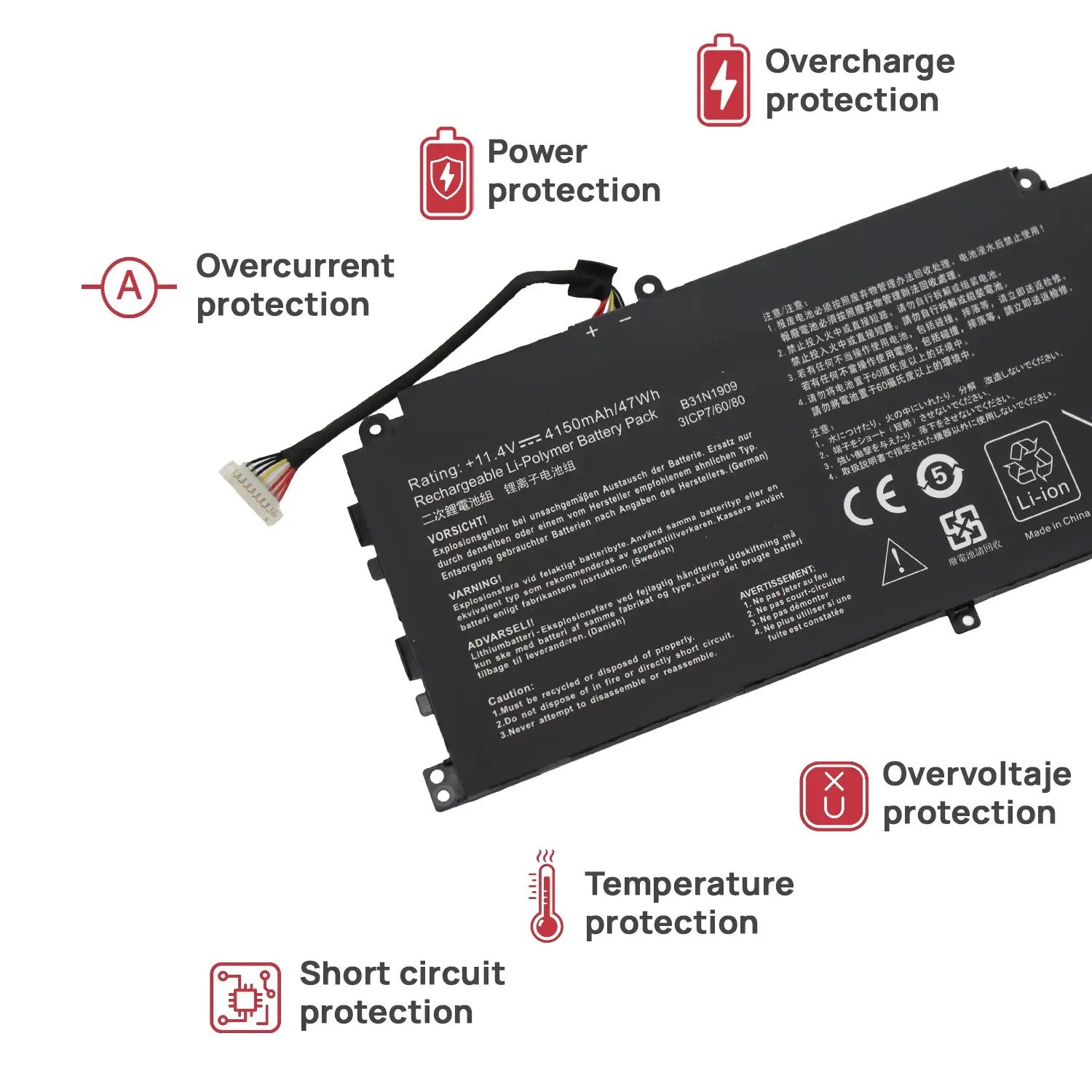 Batería Para Portátil Asus Expertbook P2 P2451 P2451Fb B2 B2402Cba | B31N1909 11.4V