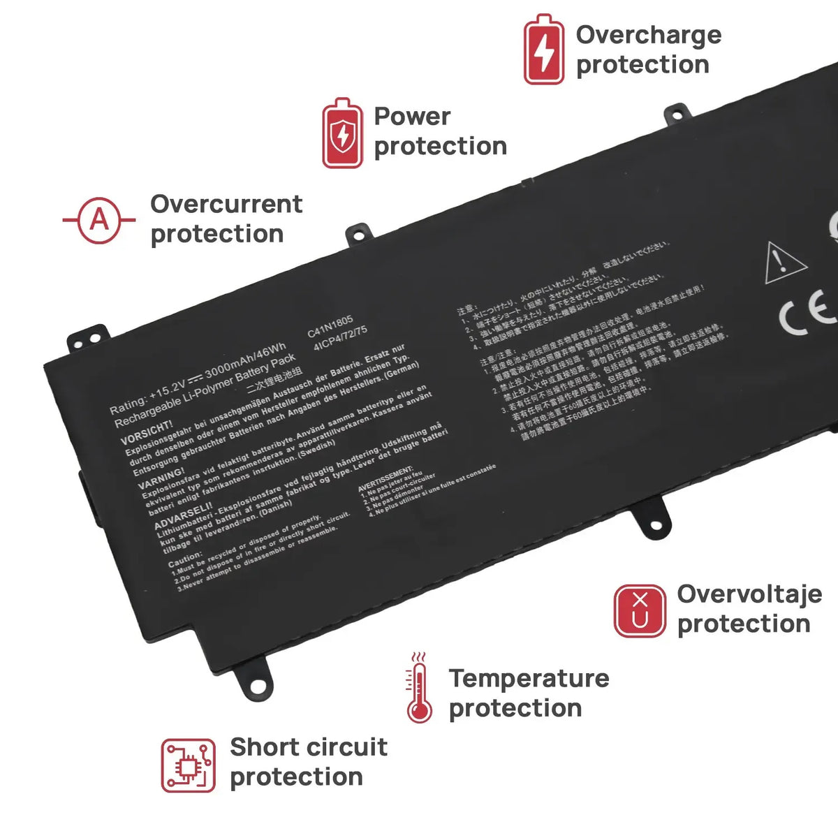 Batería Para Portátil C41N1805 Asus Rog Zephyrus S Gx531 Gx531Gs Gx531Gm Gx531Gxr