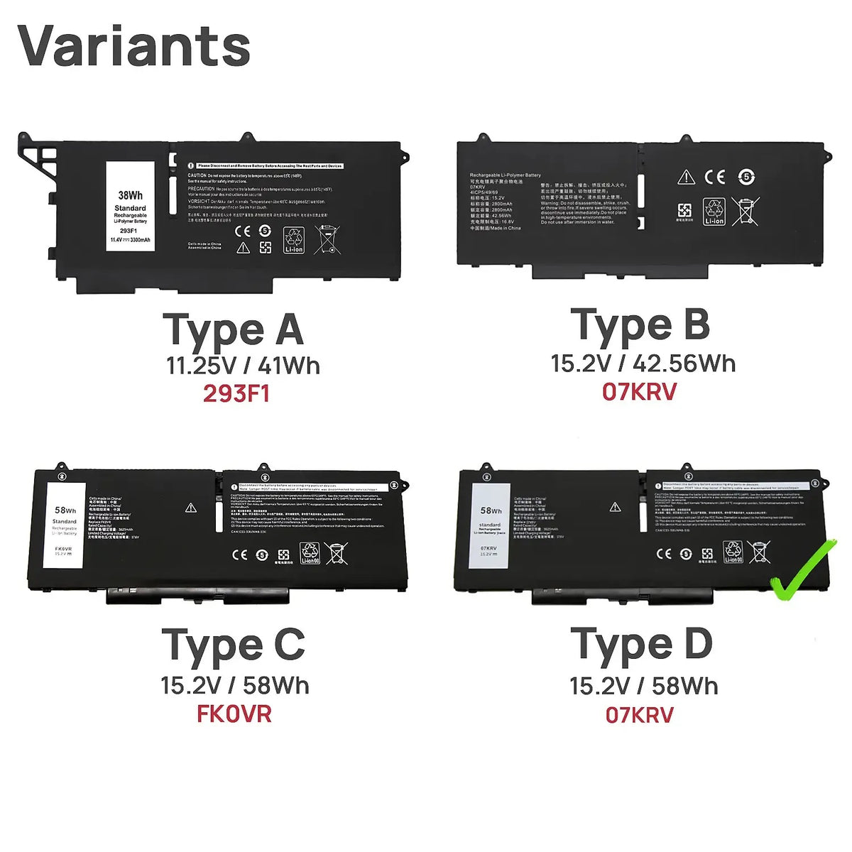 Batería Para Portátil Dell Latitude 14 7430 7330 5430 5330 15.2 V 58 Wh 07Krv