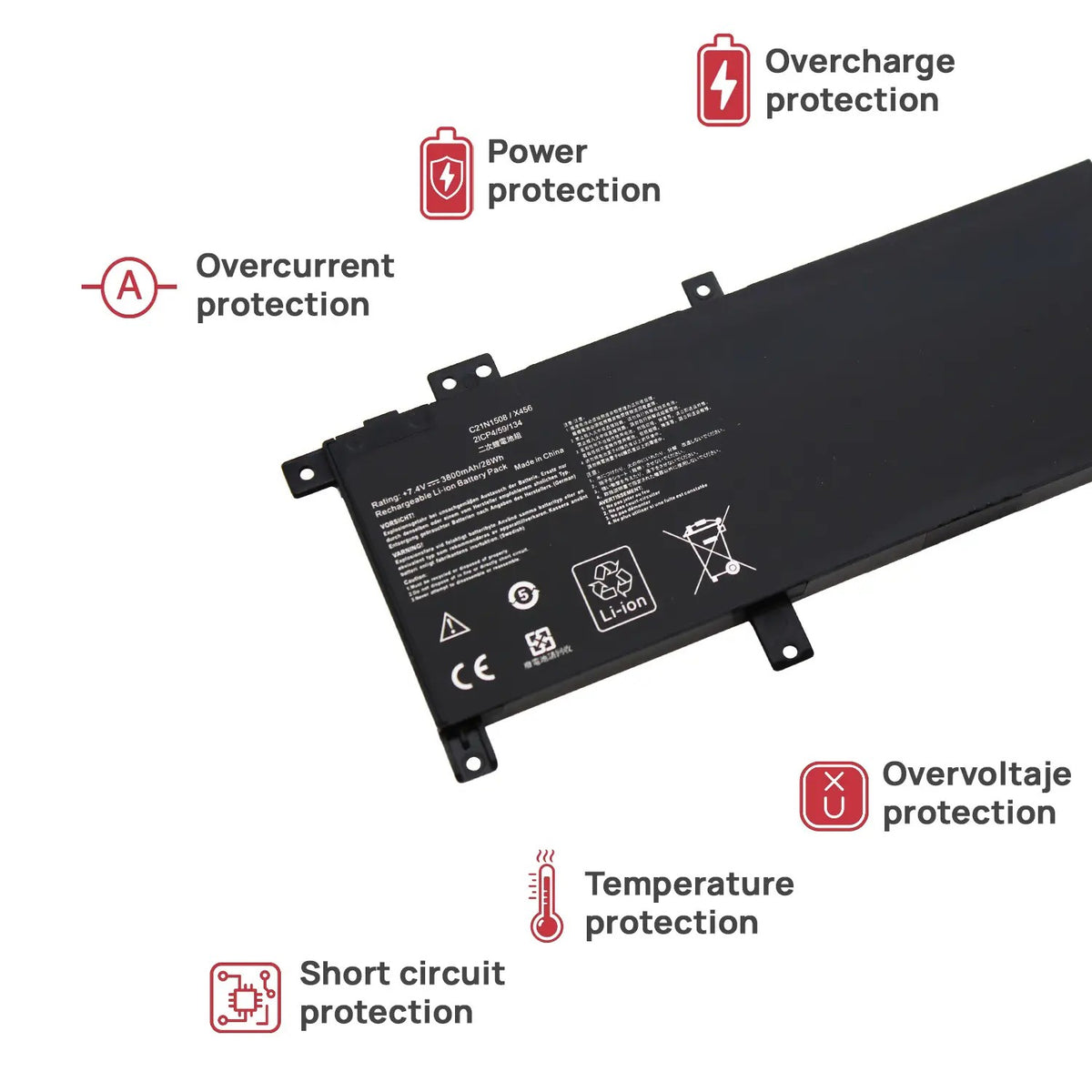 Batería Para Portátil Lenovo Asus Vivobook X456Uj X456Uv X456Uf | C21N1508 28Wh