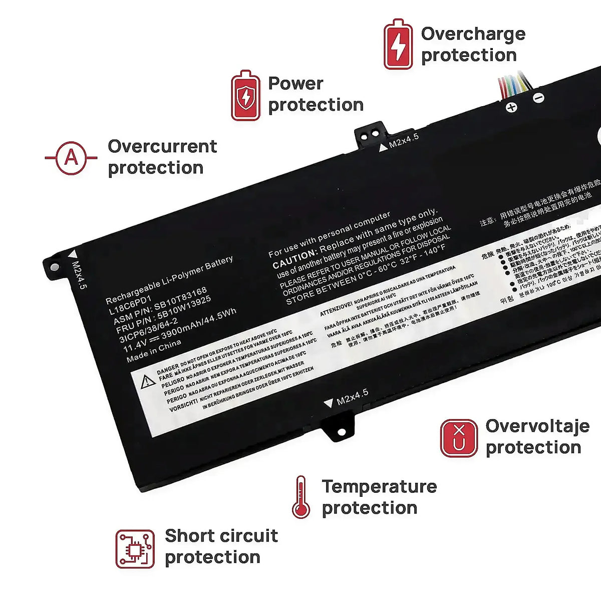 Batería Para Portátil Lenovo Thinkpad X13 X390 X395 Series 11.4V 3900Mah
