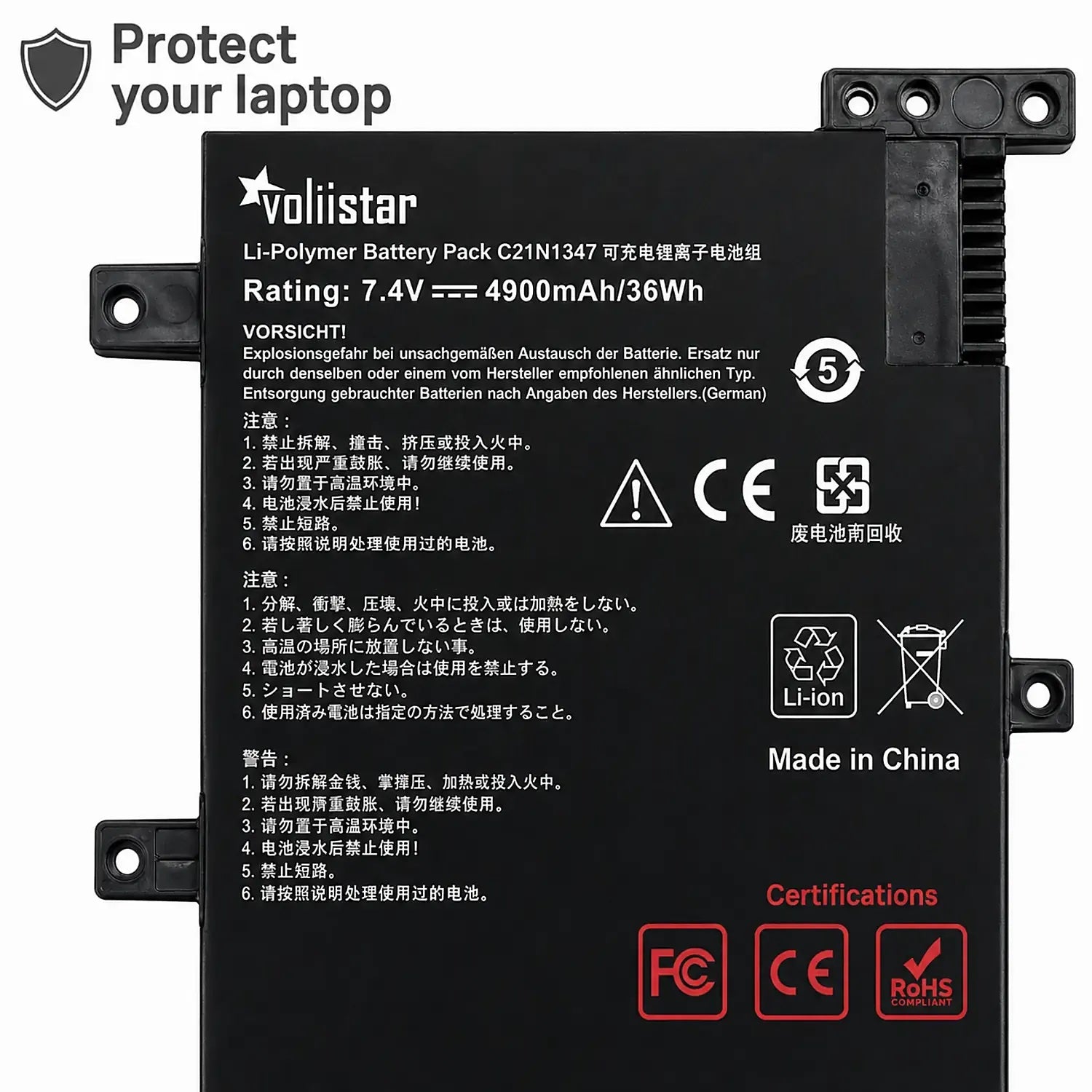 Batería Para Portátil Asus F555L C21N1347 7.6V