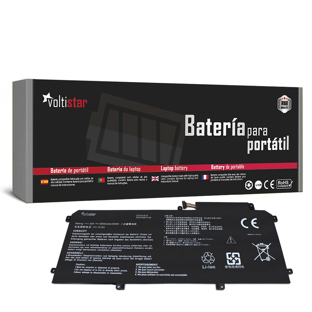 Batería Para Portátil Asus U3000C Ux330Ca C31N1610 11.55V