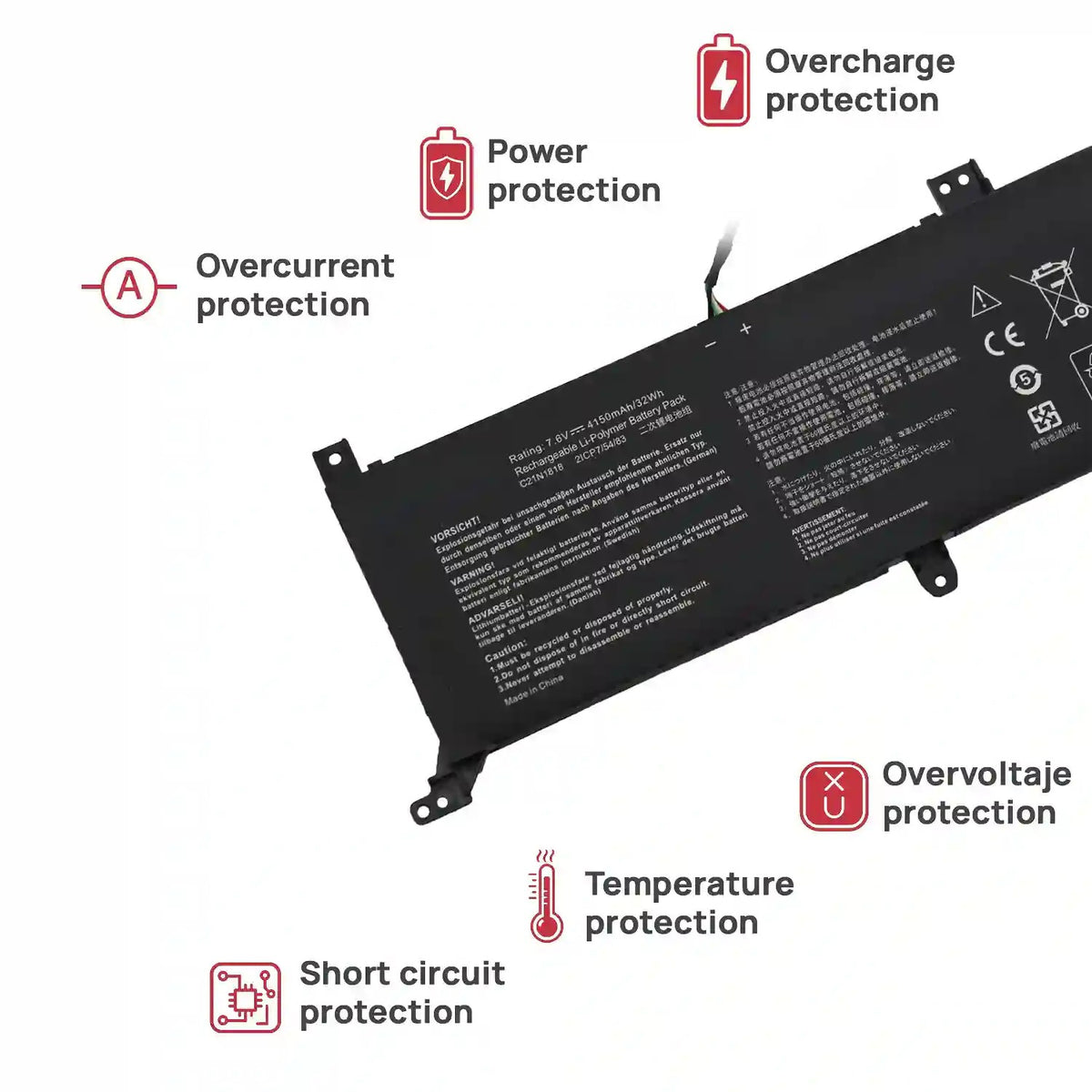 Batería Para Portátil Asus Vivobook 14 F412Da F412Dk F412Fa F412Fj B21N1818-2 7.7V
