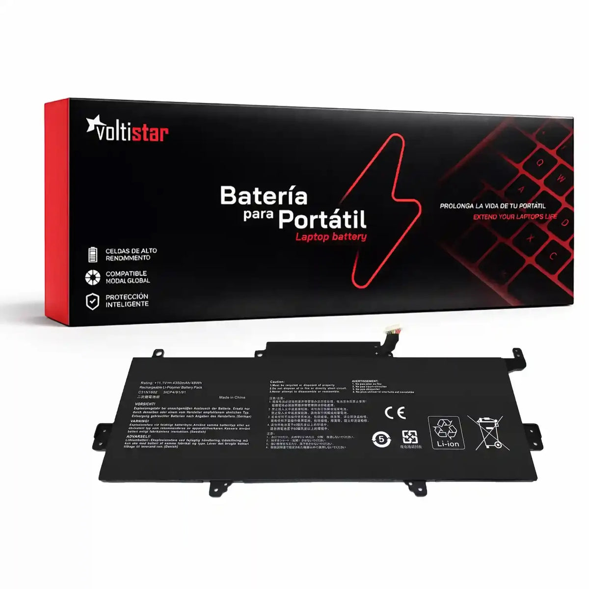 Batería Para Portátil Asus Zenbook U3000U Ux330 Ux330U Ux330Ua C31N1602 0B200-02090000