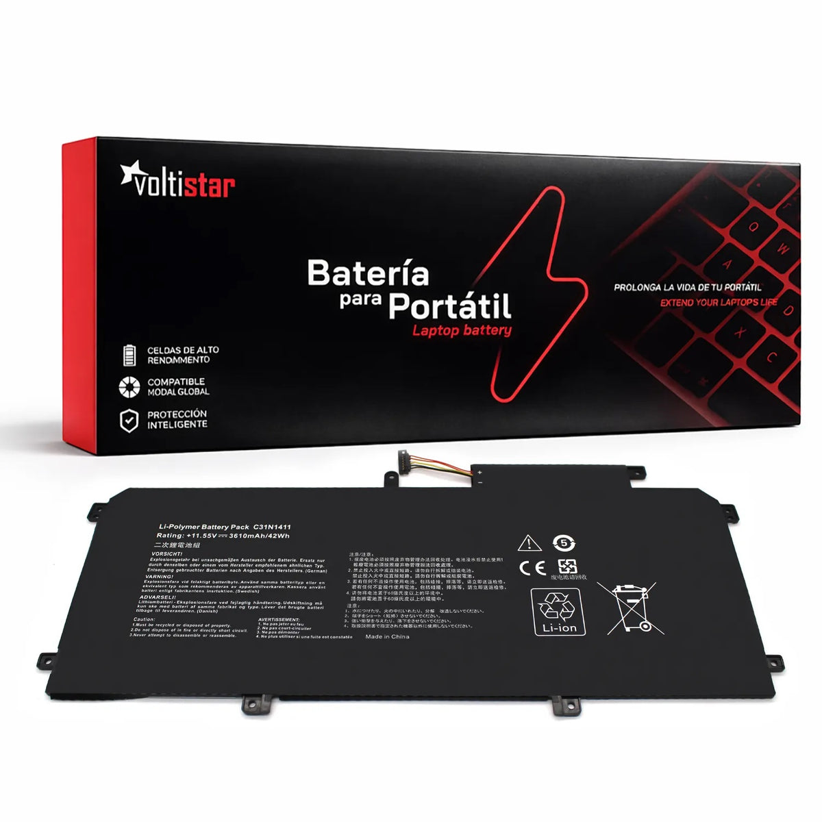 Batería Para Portátil Asus Zenbook Ux305 Ux305L Ux305F Ux305C Ux305Ca C31N1411