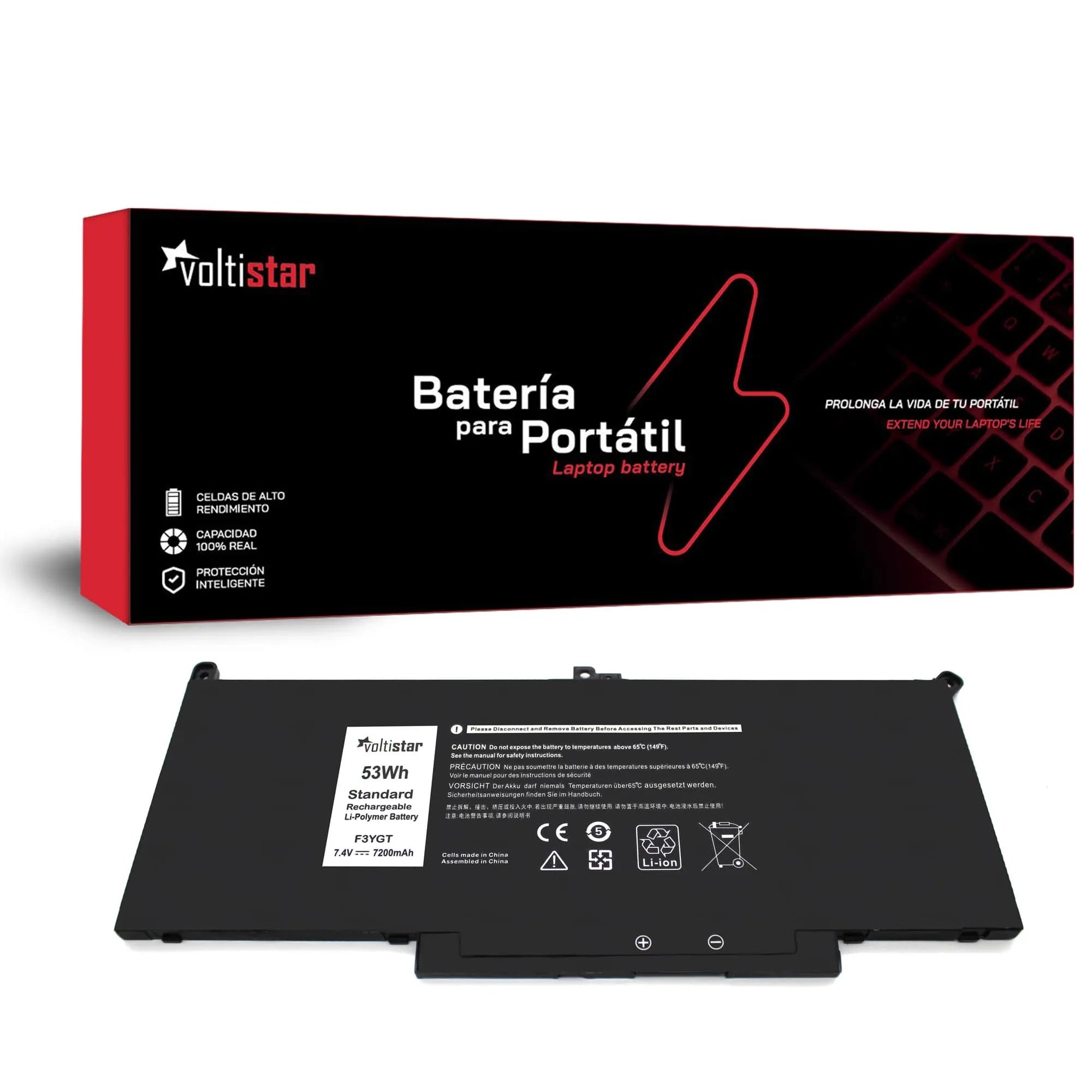 Batería Para Portátil Dell Latitude 7280 7380 7480 F3Ygt 7.6V