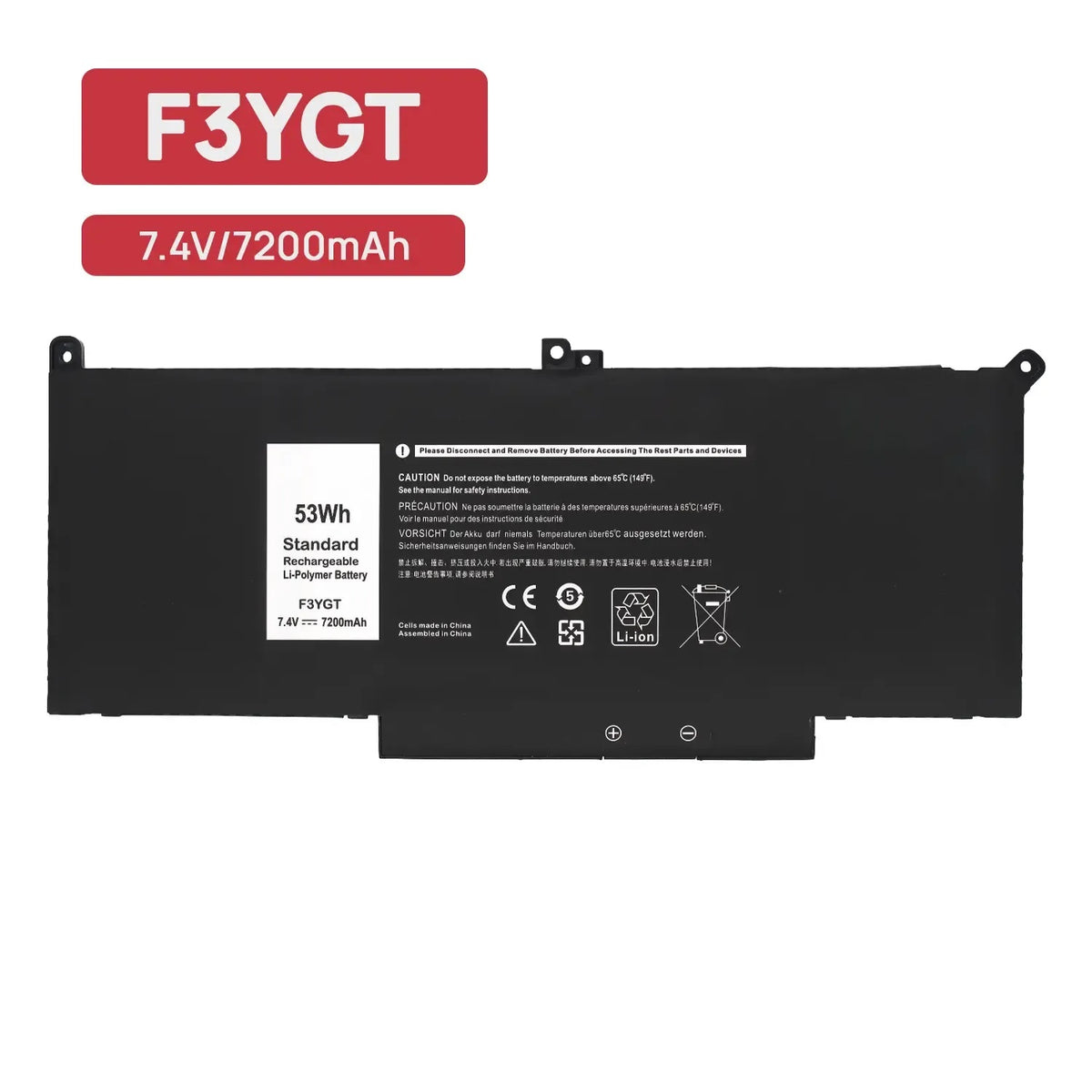 Batería Para Portátil Dell Latitude 7280 7290 7380 7390 7480 7490 F3Ygt Dm3Wc Myj96 2X39G Dwx9J 7.6V