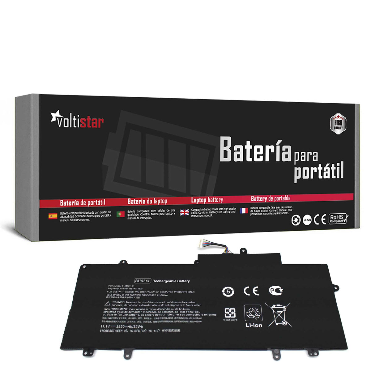 Batería Para Portátil Hp Chromebook 14 G4 14-Ak010Nr 14-Ak013Dx 816609-005 Bu03Xl