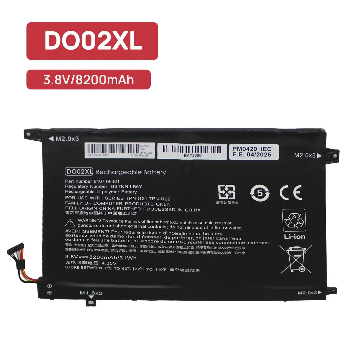 Batería Para Portátil Hp Pavilion X2 10 Do02Xl 810749-421 Hstnn-Lb6Y Tpn-I121 Tpn-I122