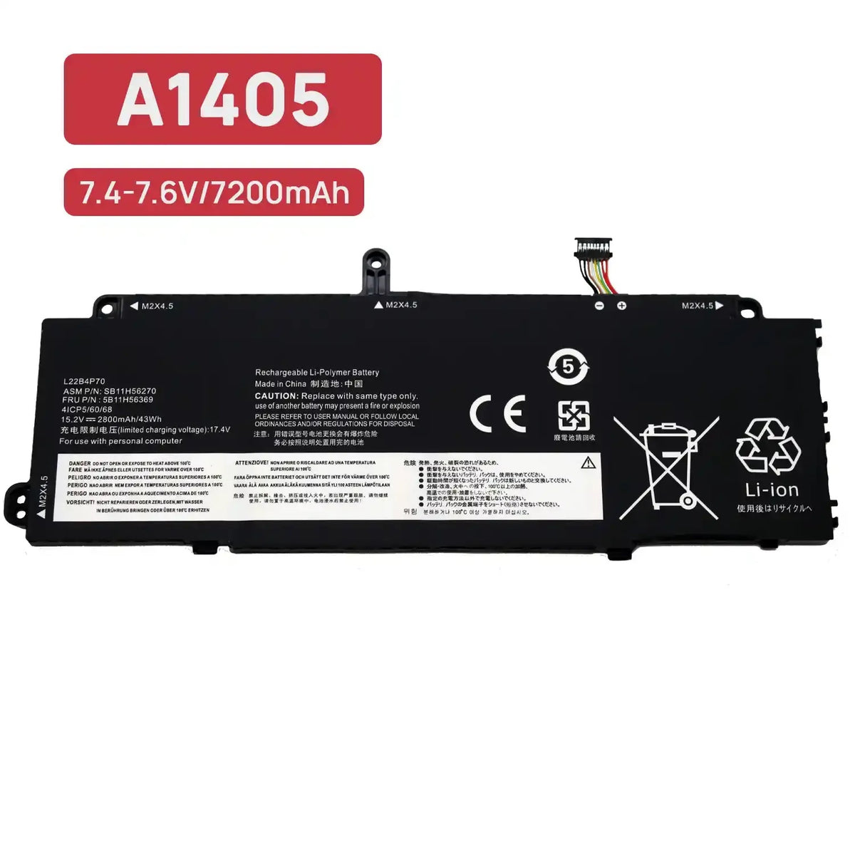 Bateria Para Portatil Thinkpad X13 Yoga G4 L22B4P70 L22C3P74 L22M4P70