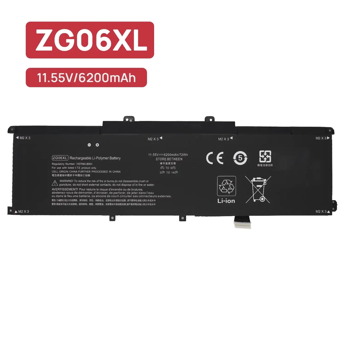Batería Zg06Xl Para Portátil Hp Elitebook 1050 G1 L07045-855 11.55V 6200Mah 72Wh