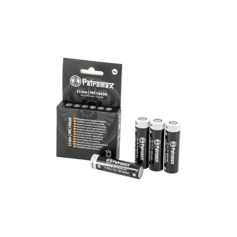 Baterías Petromax Li-Ion 18650, 3.450mah, Juego De 4 Para Linterna Led Petromax Lm500 Px-18650-Bat