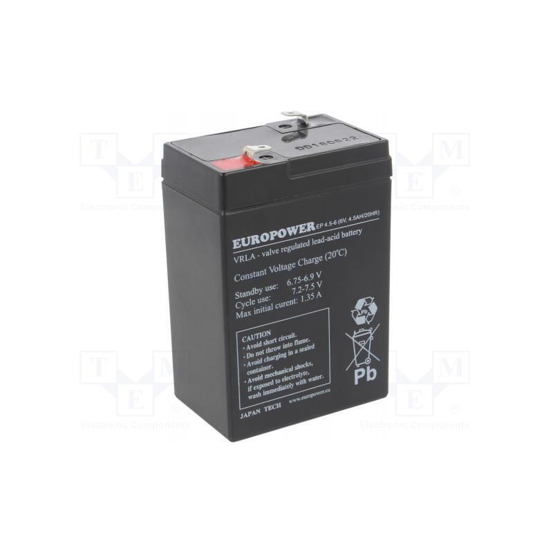 Battery 6v 4.5ah Vrla/Ep4.5-6 Europower Emu