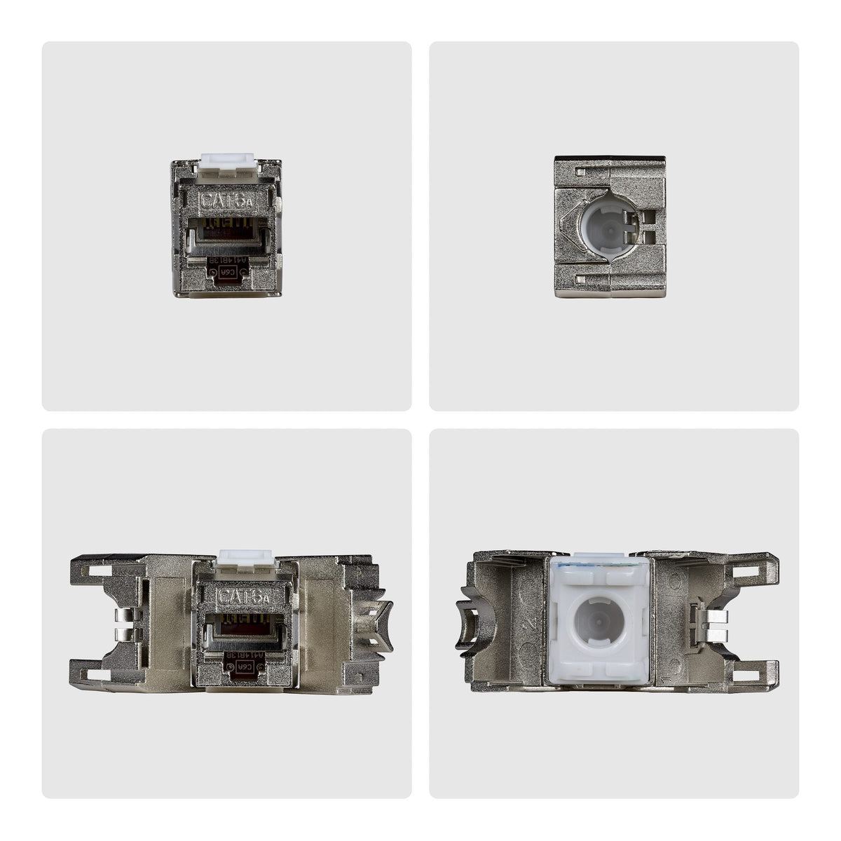 Startech.Com Geschirmtes Cat6a Keystone Jack Módulo, Pack De 10 Rj45 Ethernet Conector Hembra, Stp Cat6a Wandbuchse, 180 Grad, Sin Herramientas, Plano, Plateado, Rj-45, Conector Hembra, Conector Hembra, 10gbase-T
