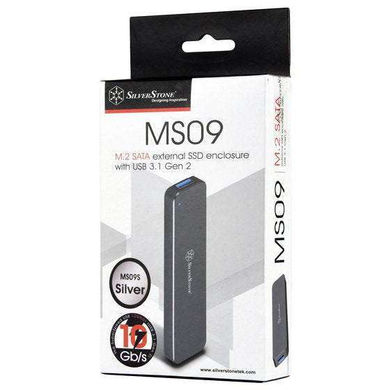 Silverstone Sst-Ms09s - Sata Externo - Caja Ssd M.2, Usb 3.1 Gen.2, Plateado