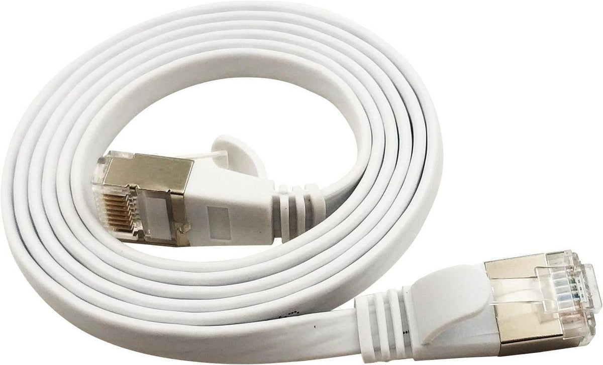 Flat U/Ftp Cat6a White 5m Awg 32/7, Pvc, 1 85x6mm Stp-Fl6a-00500-Wh