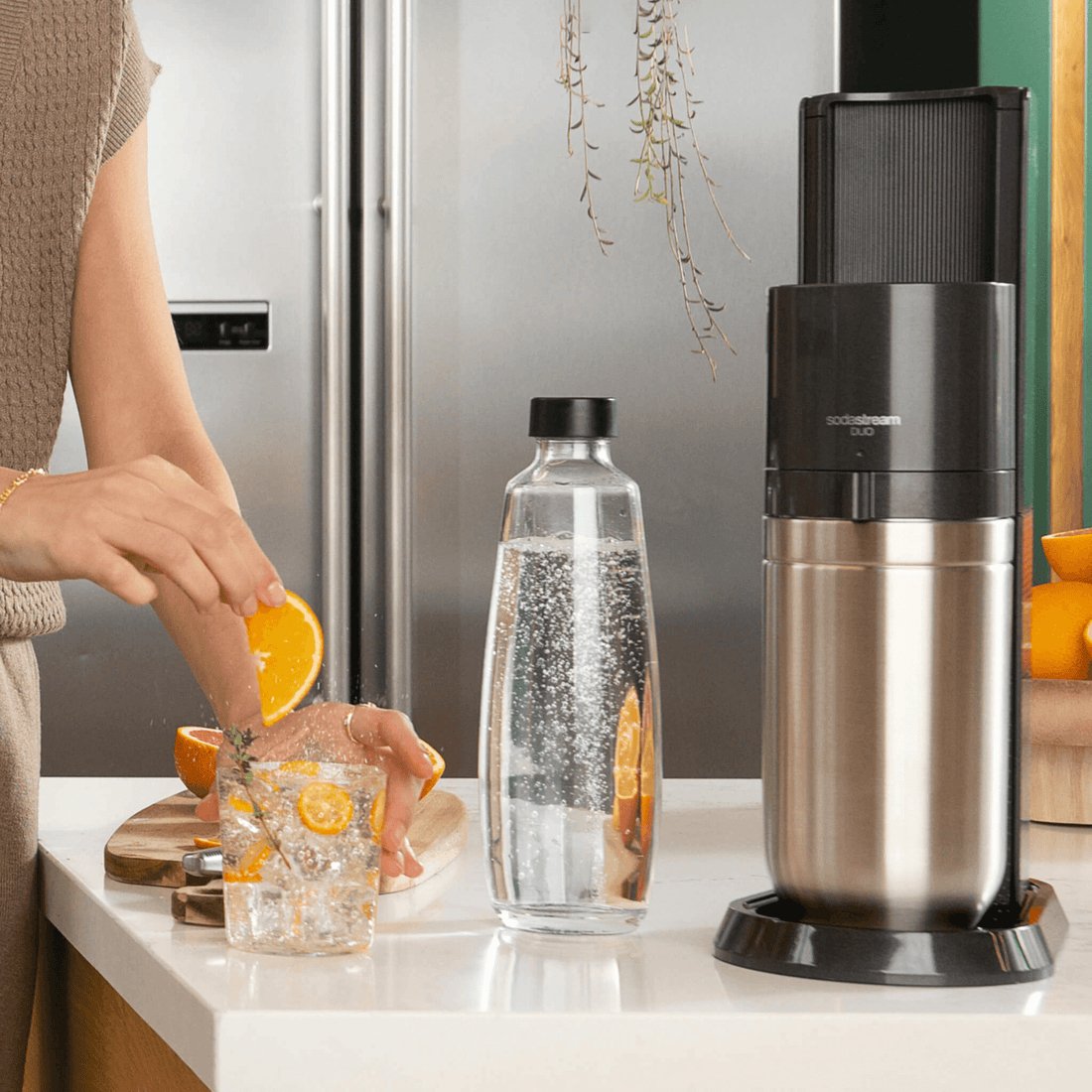 Sodastream Duo, Negro, Acero Inoxidable, 1 L, 60 L