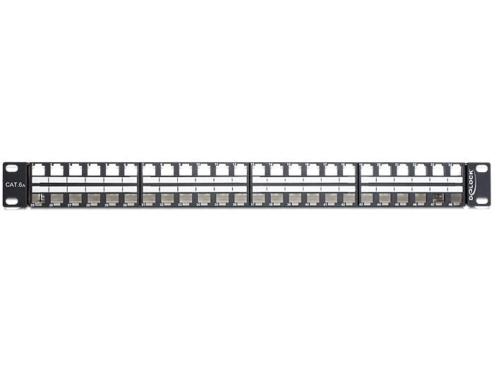 Delock 43280 19" Keystone Patch Panel 48 Port 1 U Black